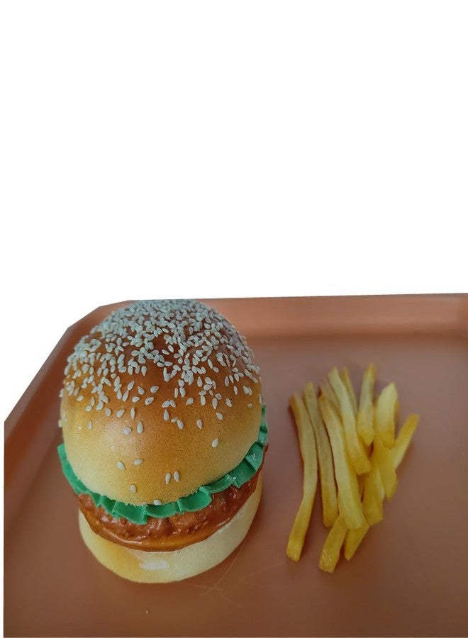 Jilukibo Artificial Hamburger with 12 Pack French Fries, Fake Simulated Food Bread Burger Model, Realistic Hamburger Photography Prop for Home Kitchen Decoration Bakery Shop Display - Image 4